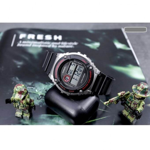 Casio – Alarme quotidienne – Étanche 50 mètres – Bracelet en silicone noir – W-216-1CV Casio – Alarme quotidienne – Étanche 50 mètres – Bracelet en silicone noir – W-216-1CV