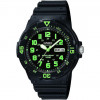 Casio – Montre pour hommes, chiffres verts – Bracelet en silicone noir – MRW-200H-3BVDF