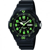 Casio – Montre pour hommes, chiffres verts – Bracelet en silicone noir – MRW-200H-3BVDF