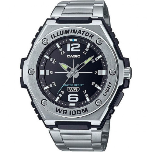 Casio – Dateur – Cadran noir avec bouton d’éclairage – Bracelet en acier inoxydable – MWA-100HD-1A Casio – Dateur – Cadran noir avec bouton d’éclairage – Bracelet en acier inoxydable – MWA-100HD-1A