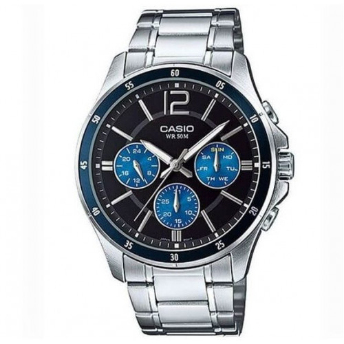 Casio – Cadran bleu – Boîtier et bracelet en acier inoxydable – MTP-1374D-2AV Casio – Cadran bleu – Boîtier et bracelet en acier inoxydable – MTP-1374D-2AV