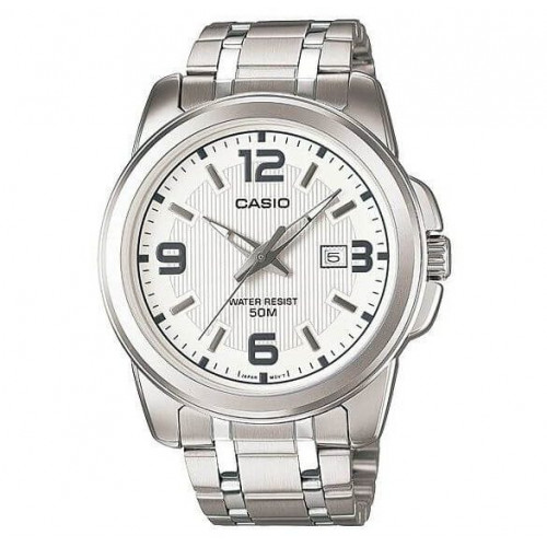 Casio – Montre pour hommes – Argentée, cadran blanc – Bracelet en acier inoxydable – MTP-1314D-7AV Casio – Montre pour hommes – Argentée, cadran blanc – Bracelet en acier inoxydable – MTP-1314D-7AV