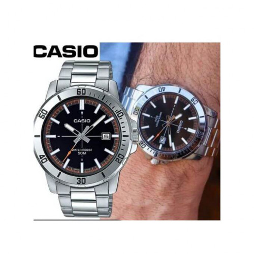 Casio – Pour hommes – Avec dateur – Aiguilles fluorescentes – MTP-VD01D-1E2 Casio – Pour hommes – Avec dateur – Aiguilles fluorescentes – MTP-VD01D-1E2