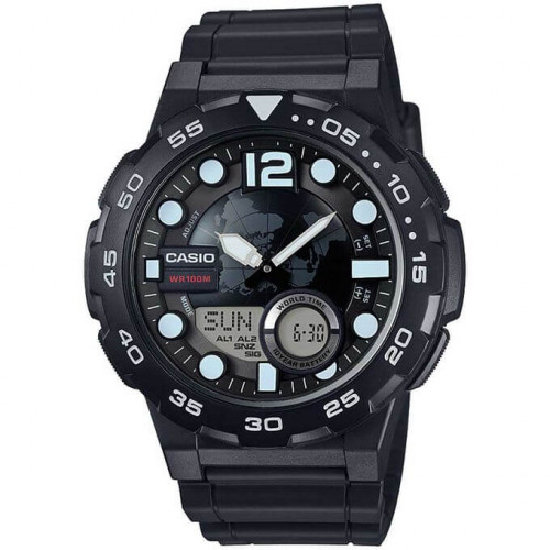 Casio – Autonomie de 10 ans & heure mondiale – Étanche 100 m – AEQ-100W-1AVDF Casio – Autonomie de 10 ans & heure mondiale – Étanche 100 m – AEQ-100W-1AVDF