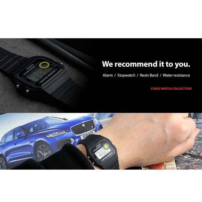 Casio – Montre homme sport digitale – Bracelet en caoutchouc noir – F-94WA-8DG