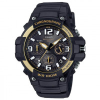 Casio – Chronographe sport pour homme – Noir/Doré – Étanche 10 BAR – MCW-100H-9A2V