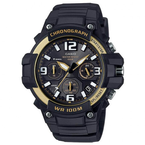 Casio – Chronographe sport pour homme – Noir/Doré – Étanche 10 BAR – MCW-100H-9A2V Casio – Chronographe sport pour homme – Noir/Doré – Étanche 10 BAR – MCW-100H-9A2V