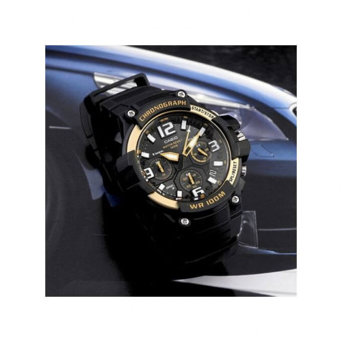 Casio – Chronographe sport pour homme – Noir/Doré – Étanche 10 BAR – MCW-100H-9A2V Casio – Chronographe sport pour homme – Noir/Doré – Étanche 10 BAR – MCW-100H-9A2V