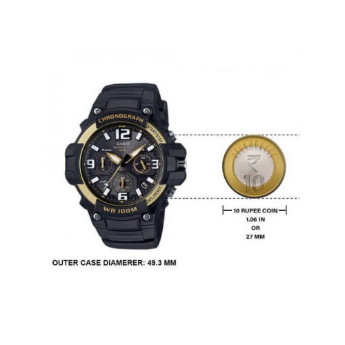 Casio – Chronographe sport pour homme – Noir/Doré – Étanche 10 BAR – MCW-100H-9A2V Casio – Chronographe sport pour homme – Noir/Doré – Étanche 10 BAR – MCW-100H-9A2V