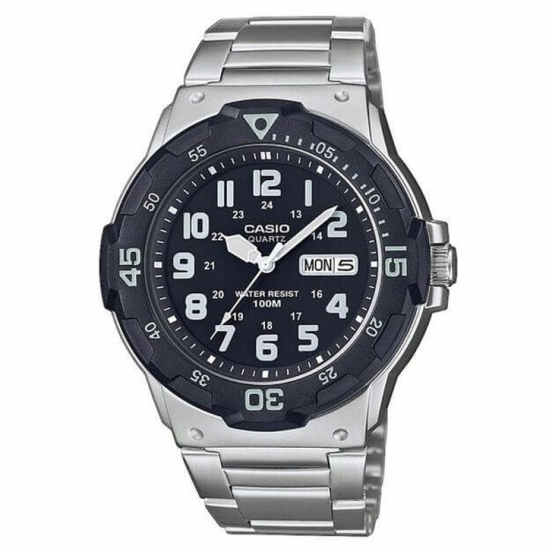 Casio – Avec dateur jours/mois – Étanche 10 BAR – Bracelet en acier inoxydable – MRW-200HD-1BV