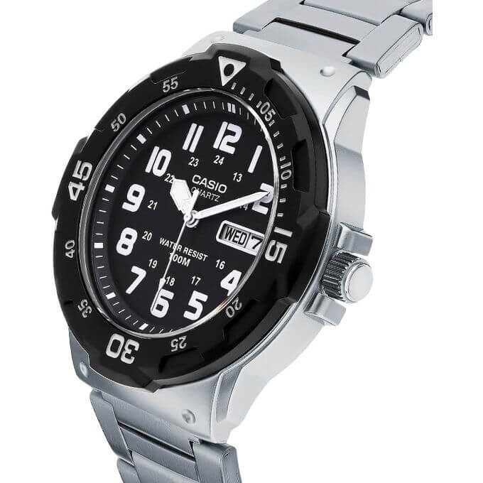 Casio – Avec dateur jours/mois – Étanche 10 BAR – Bracelet en acier inoxydable – MRW-200HD-1BV