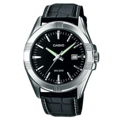 Casio – En cuir noir – Cadran noir – Aiguilles fluorescentes – MTP-1308L-1A Casio – En cuir noir – Cadran noir – Aiguilles fluorescentes – MTP-1308L-1A