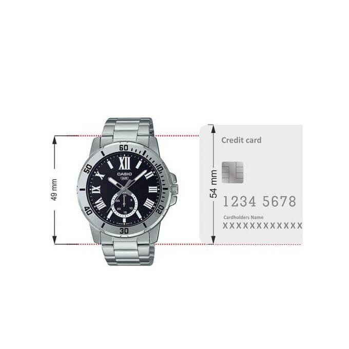 Casio – Doté d’un impressionnant cadran noir avec un affichage de date « petite seconde » – MTP-VD200D-1B