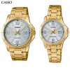 Casio – Couple – Cadran blanc – Bracelet en acier inoxydable – Aiguilles fluorescentes – MLTP-V004G-7B2