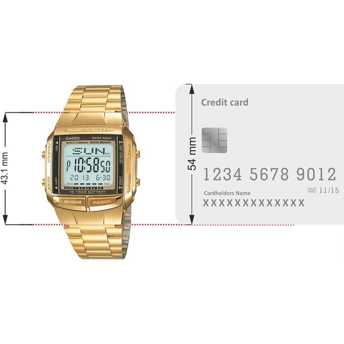 Casio – Mémo 30 fiches téléphoniques – Dorée pour hommes – Autonomie pile 10 ans – DB-360G-9A