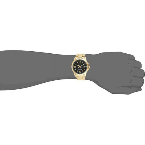 Casio – Cadran noir – Bracelet doré en acier inoxydable – Avec dateur – MTP-V004G-1BUDF Casio – Cadran noir – Bracelet doré en acier inoxydable – Avec dateur – MTP-V004G-1BUDF