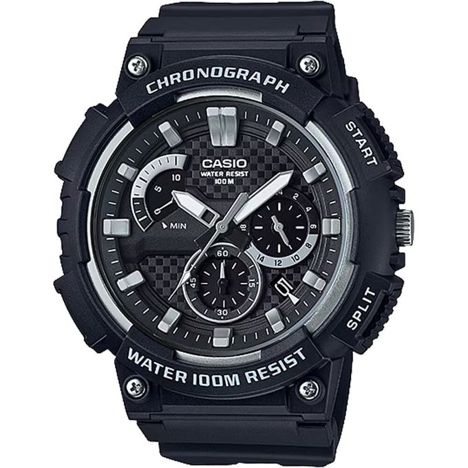 Casio – Noir – Sport en silicone – Chronographe – Avec dateur – Étanche 100 mètres – MCW-200H-1AVDF
