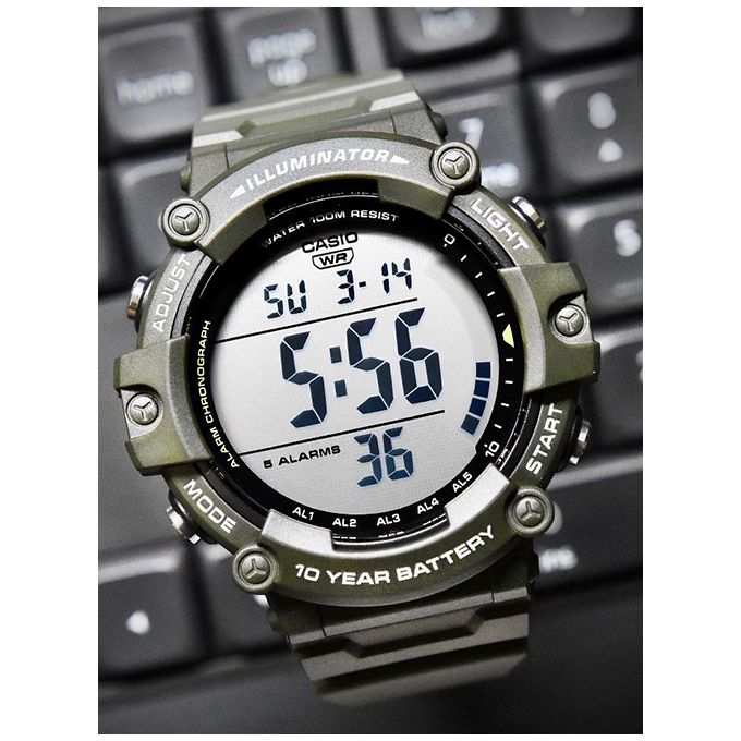 Casio – AE-1500WHX-3AVDF – Verte – Bracelet extra long pour les grosses poignets