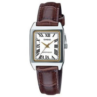 Casio – Élégante montre carrée femme – bracelet cuir marron – LTP-V007L-7B2UDF