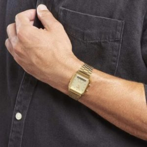 Casio – Double affichage digital/analogique – Bracelet en acier inoxydable doré – AQ-230GA-9DMQ Casio – Double affichage digital/analogique – Bracelet en acier inoxydable doré – AQ-230GA-9DMQ