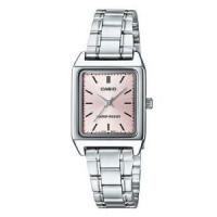 Casio – Montre carrée pour femme – Cadran rose – Bracelet en acier inoxydable – LTP-V007D-4EUDF