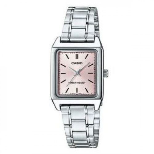 Casio – Montre carrée pour femme – Cadran rose – Bracelet en acier inoxydable – LTP-V007D-4EUDF Casio – Montre carrée pour femme – Cadran rose – Bracelet en acier inoxydable – LTP-V007D-4EUDF