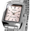 Casio – Montre carrée pour femme – Cadran rose – Bracelet en acier inoxydable – LTP-V007D-4EUDF