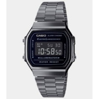 Casio – Dégites blanche sur noir – Bracelet en acier inoxydable noir – A168WGG-1BDF