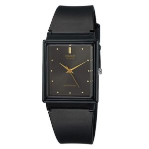 Casio – Montre classique – Cadran rectangulaire noir – Bracelet en silicone noir – MQ-38-1ADF