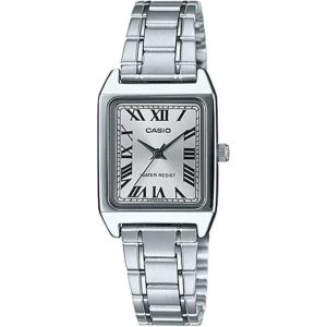 Casio – Montre femme carrée – Index chiffres romains – Bracelet en acier inoxydable – LTP-V007D-7BU