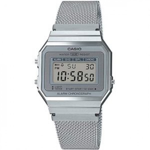 Casio – Montre Vintage SUPER SLIM – Digitale argentée – Bracelet milanais – A700WM-7ADF Casio – Montre Vintage SUPER SLIM – Digitale argentée – Bracelet milanais – A700WM-7ADF