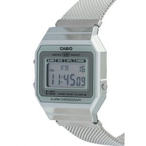 Casio – Montre Vintage SUPER SLIM – Digitale argentée – Bracelet milanais – A700WM-7ADF