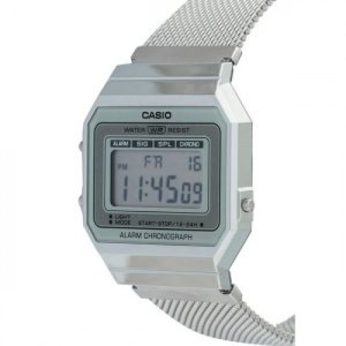 Casio – Montre Vintage SUPER SLIM – Digitale argentée – Bracelet milanais – A700WM-7ADF Casio – Montre Vintage SUPER SLIM – Digitale argentée – Bracelet milanais – A700WM-7ADF