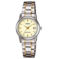 Casio – Montre femme tout en acier inoxydable – Bracelet bicolore – Cadran avec dateur – LTP-V002SG-9AUDF