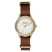 Morgan – Montre femme – Bracelet NATO en cuir brun – Cadran blanc doré – MG001S/1BU Morgan – Montre femme – Bracelet NATO en cuir brun – Cadran blanc doré – MG001S/1BU