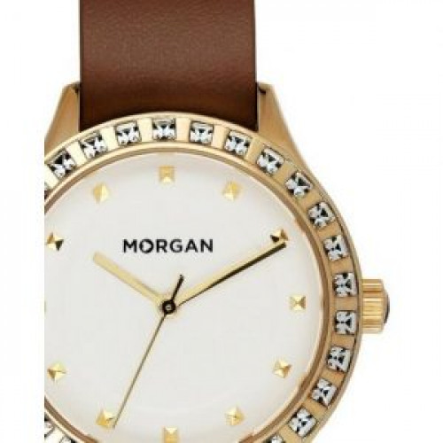 Morgan – Montre femme – Bracelet NATO en cuir brun – Cadran blanc doré – MG001S/1BU Morgan – Montre femme – Bracelet NATO en cuir brun – Cadran blanc doré – MG001S/1BU