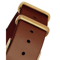 Morgan – Montre femme – Bracelet NATO en cuir brun – Cadran blanc doré – MG001S/1BU