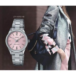Casio – Montre femme élégante – Cadran rose – Bracelet en acier inoxydable – LTP-V005D-4B