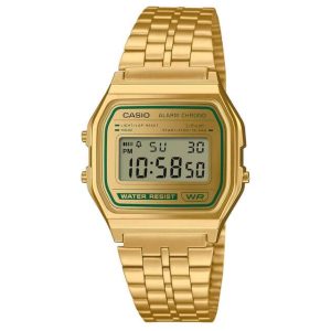 Casio – Vintage Collection Dorée avec contour vert – A158WEGV-9A