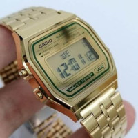 Casio – Vintage Collection Dorée avec contour vert – A158WEGV-9A