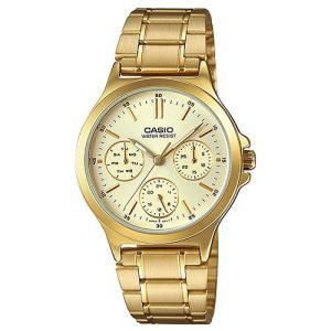 Casio – LTP-V300G-9AU – Montre dorée pour femme style chronographe avec bracelet en acier inoxydable