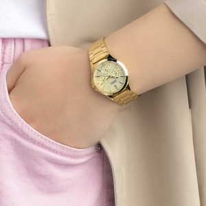 Casio – LTP-V300G-9AU – Montre dorée pour femme style chronographe avec bracelet en acier inoxydable