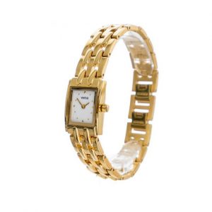YEMA – YA408 – Montre femme dorée avec cadran carré blanc et bracelet en acier doré