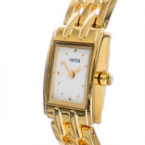 YEMA – YA408 – Montre femme dorée avec cadran carré blanc et bracelet en acier doré YEMA – YA408 – Montre femme dorée avec cadran carré blanc et bracelet en acier doré