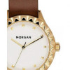 Morgan – MG001/1BU – Montre femme avec bracelet nato en cuir brun et cadran blanc doré