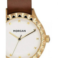 Morgan – MG001/1BU – Montre femme avec bracelet nato en cuir brun et cadran blanc doré