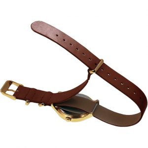 Morgan – MG001/1BU – Montre femme avec bracelet nato en cuir brun et cadran blanc doré