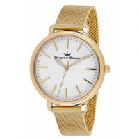 Yonger & Bresson – DMP050/BM – Montre femme dorée avec cadran blanc et bracelet en mailles milanaises
