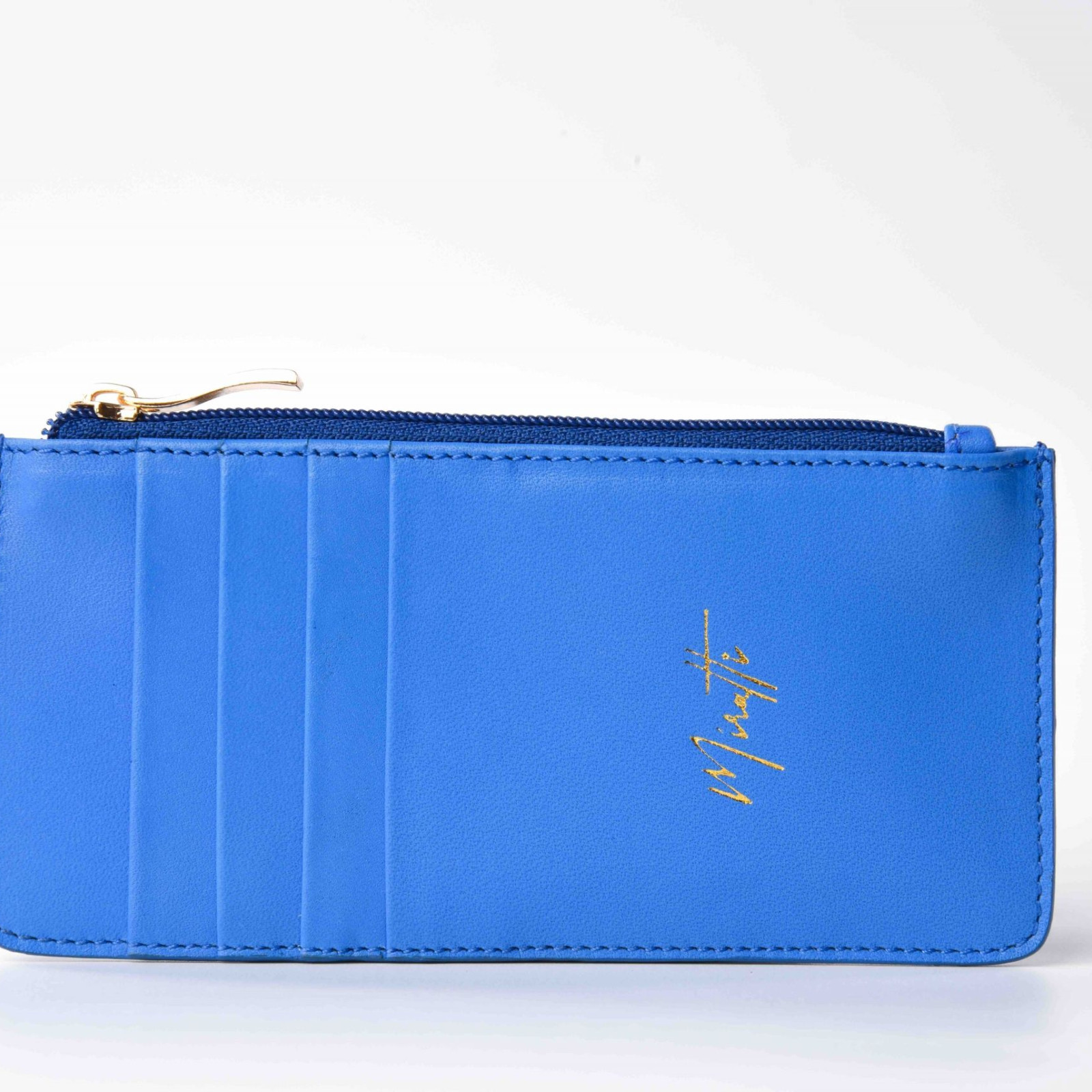 Portefeuille zippé bleu