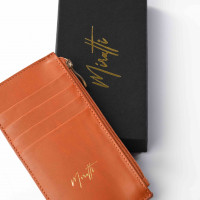 Portefeuille zippé camel